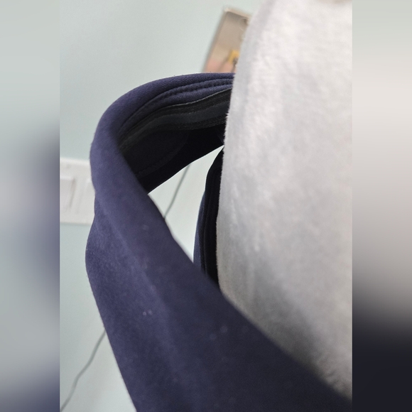 Xscape Navy sheath long dress #1591x off the shoulder structured V-neck sz 6 - Picture 10 of 14